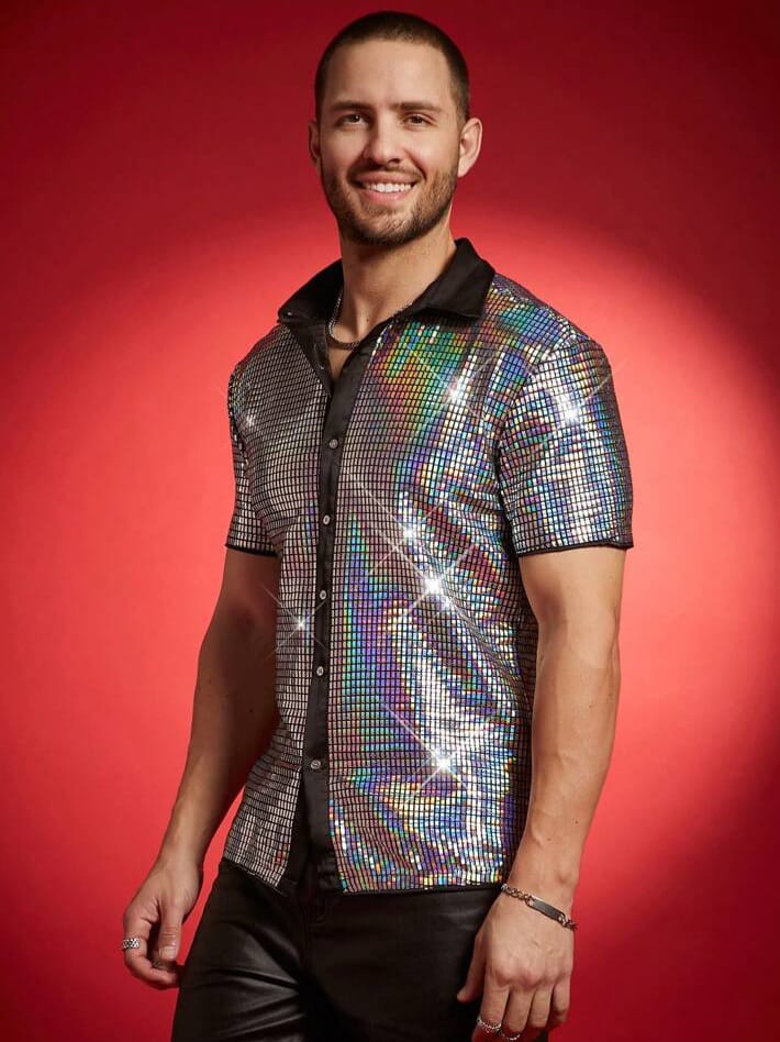 Uptown Funky Men's Fashionable Laser Metallic Feel Partywear Shirt
